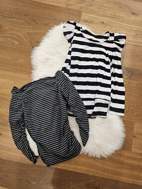 Vintage Striped Black & White Long Sleeve Tops - Set of 2